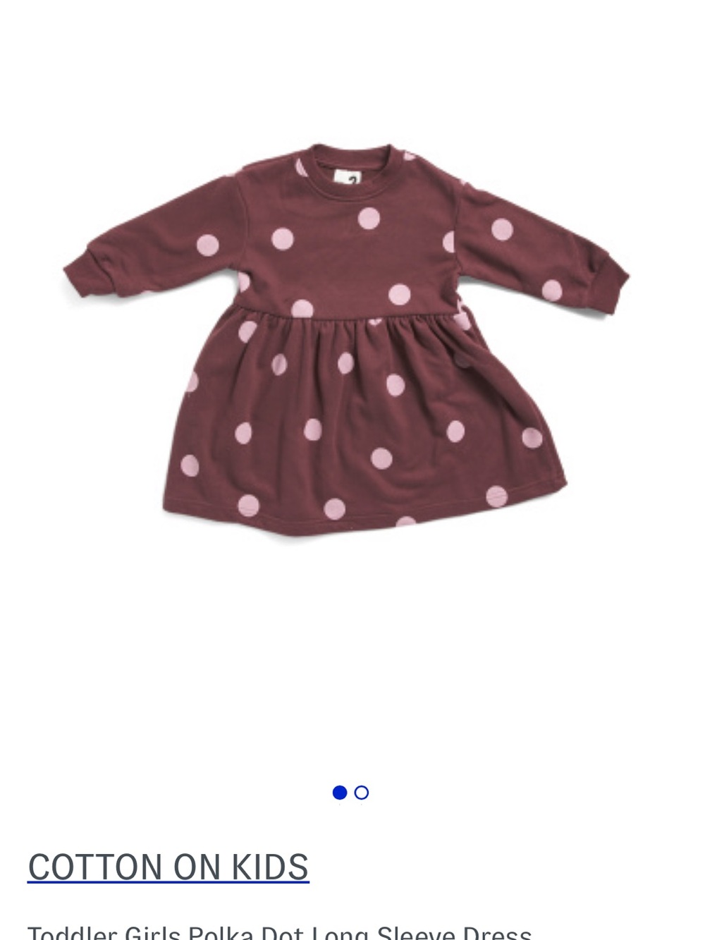 Little Girls Long Sleeve Polka Dot Dress - Mauve Pink size 7